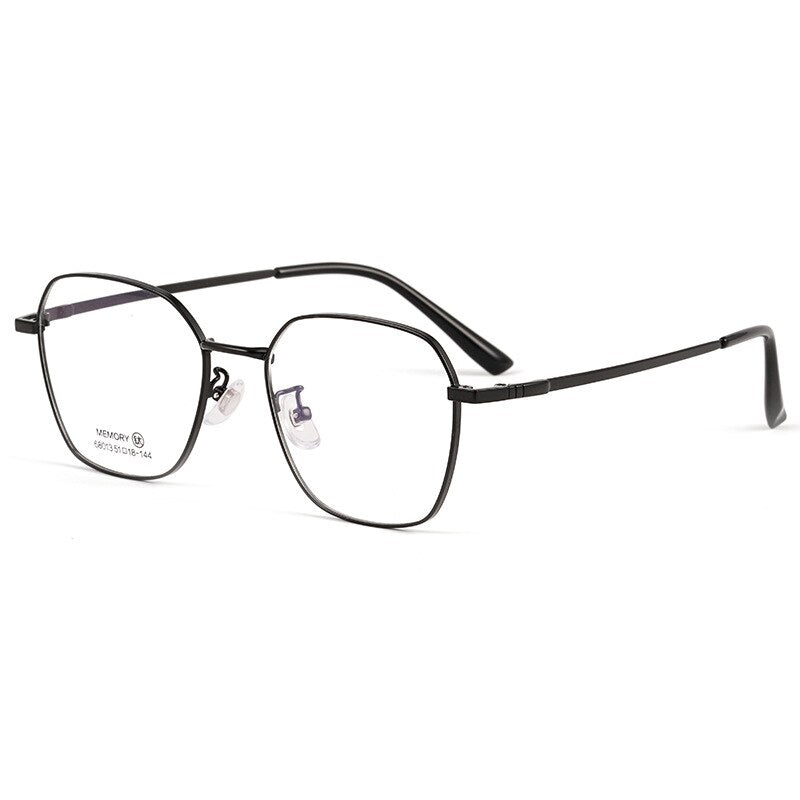 KatKani Unisex Full Rim Titanium Alloy Polygon Frame Eyeglasses 68013 Full Rim KatKani Eyeglasses Black  