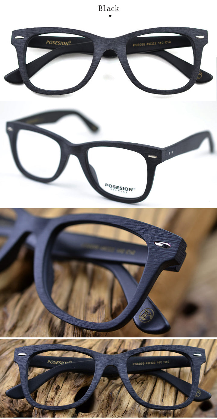 Hdcrafter Men's Full Rim Round Square Handcrafted Wood Frame Eyeglasses Ps6099 Full Rim Hdcrafter Eyeglasses   