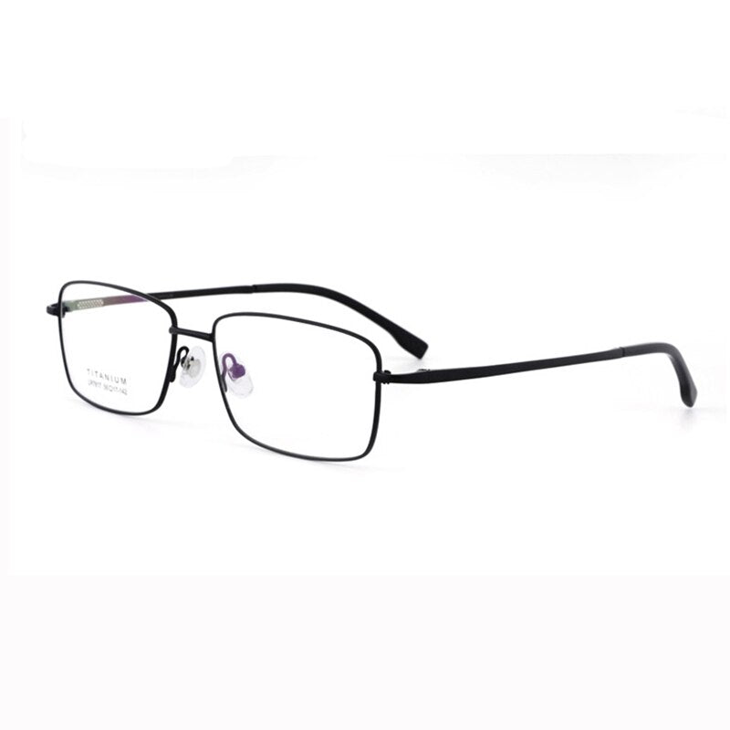 Men's Big Square Full Rim Titanium Frame Eyeglasses LR7817 Full Rim Bclear black  