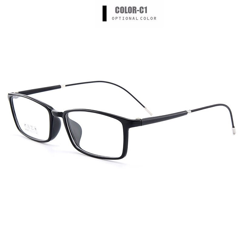 Gmei Men's Eyeglasses Ultralight Tr90 Square Frame M3005 Full Rim Gmei Optical C1 Bright Black  