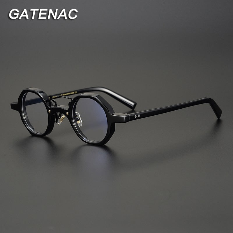Gatenac Unisex Full Rim Round Acetate Double Bridge Frame Eyeglasses Gxyj706 Full Rim Gatenac   