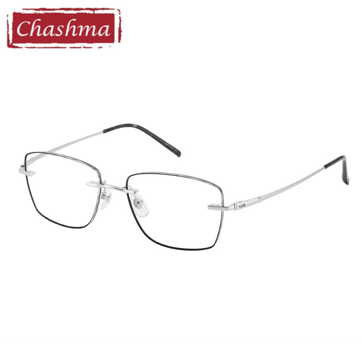 Chashma Men's Full Rim Square Titanium Frame Eyeglasses 8094 Frames Chashma Silver  