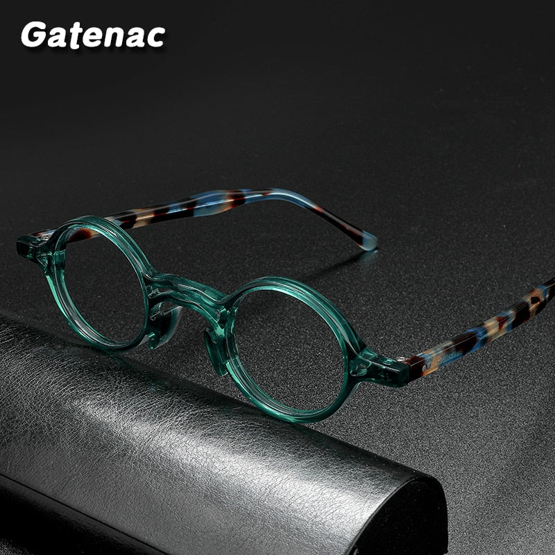 Gatenac Unisex Full Rim Round Acetate Frame Eyeglasses Gxyj484 Full Rim Gatenac   