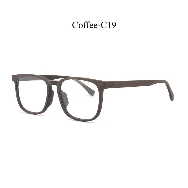 Hdcrafter Men's Full Rim Square Metal Wood Frame Eyeglasses P1688 Full Rim Hdcrafter Eyeglasses Coffee-C19  