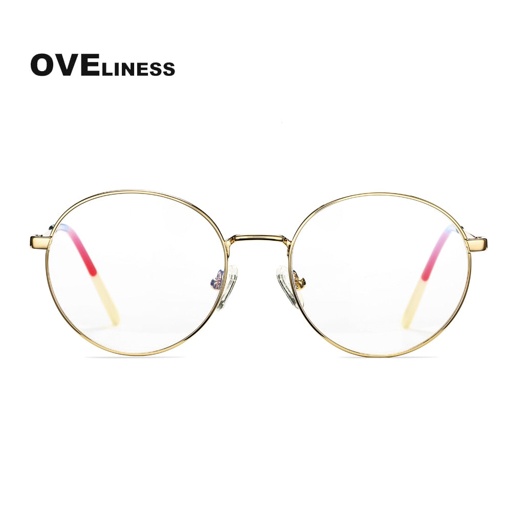 Oveliness Unisex Full Rim Round Titanium Eyeglasses P8081 Full Rim Oveliness gold  