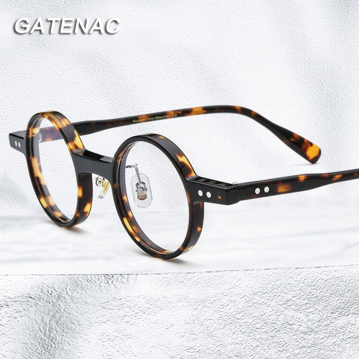 Gatenac Unisex Full Rim Round Acetate Frame Eyeglasses Gxyj712 Full Rim Gatenac   