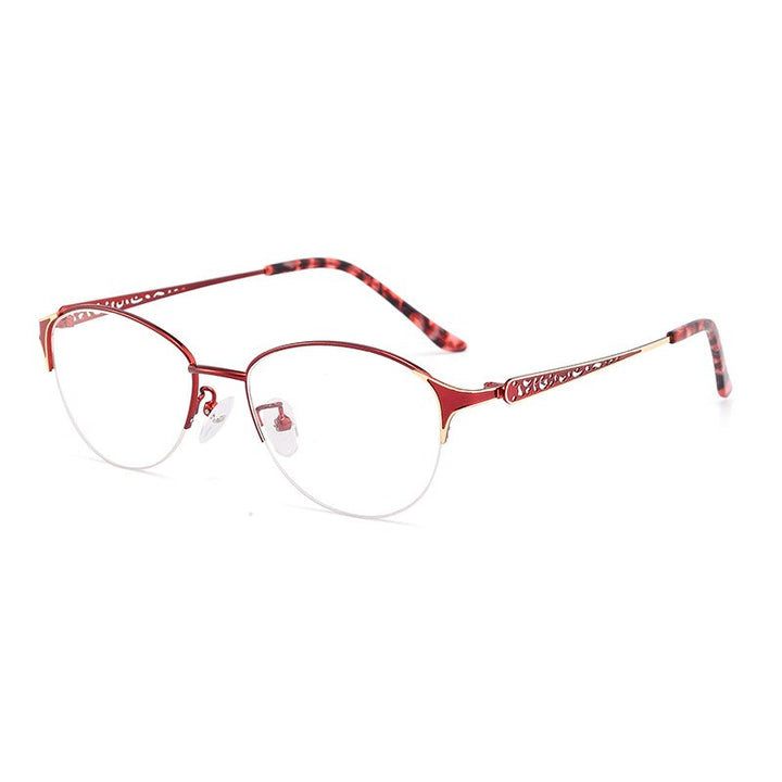 Hotony Women's Semi Rim Oval Alloy Eyeglasses F6049 Semi Rim Hotony   