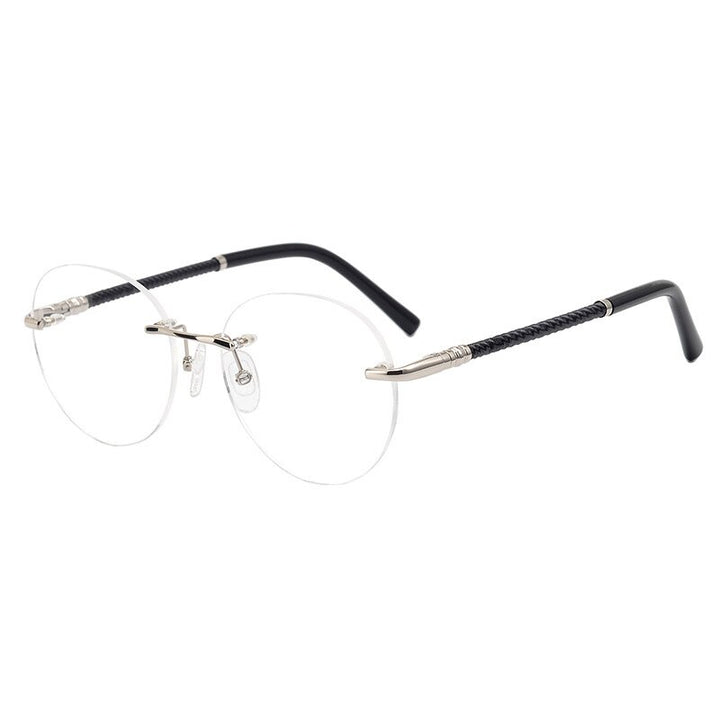Aissuarvey Titanium Rimless Oval Frame Eyeglasses Men's 16066 Rimless Aissuarvey Eyeglasses Silver  