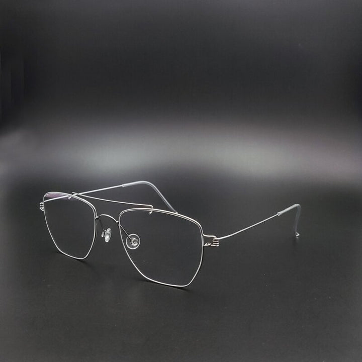 Unisex Handcrafted Stainless Steel Double Bridge Frame Eyeglasses Customizable Lenses Frame Yujo C1 China 