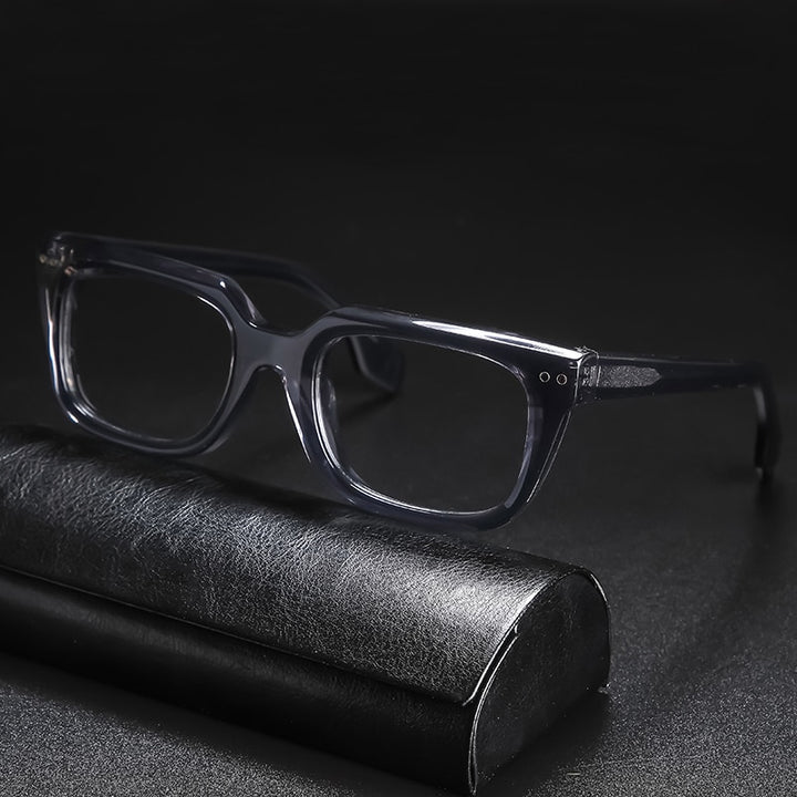 Gatenac Unisex Full Rim Square Acetate Frame Eyeglasses Gxyj724 Full Rim Gatenac Style2 Gray  