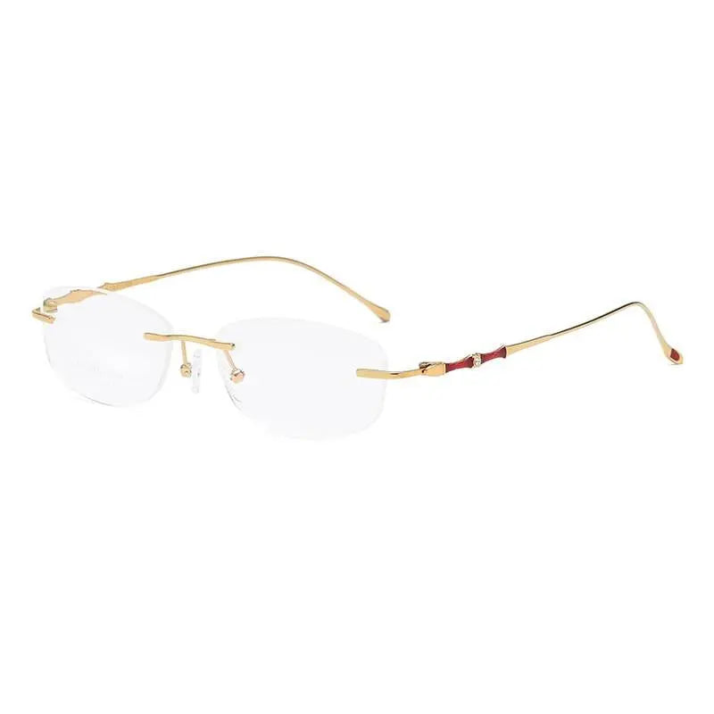 Zirosat 2879 Women's Eyeglasses Titanium Rimless Diamond Trimmed - golden