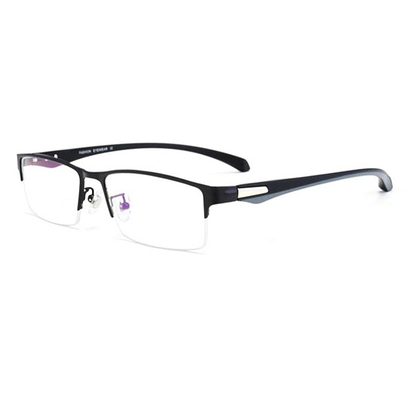 KatKani Men's Semi/Full Rim Alloy Frame Hyperopic Anti Blue Light Reading Glasses 66071-1 Reading Glasses KatKani Eyeglasses +100 Black 