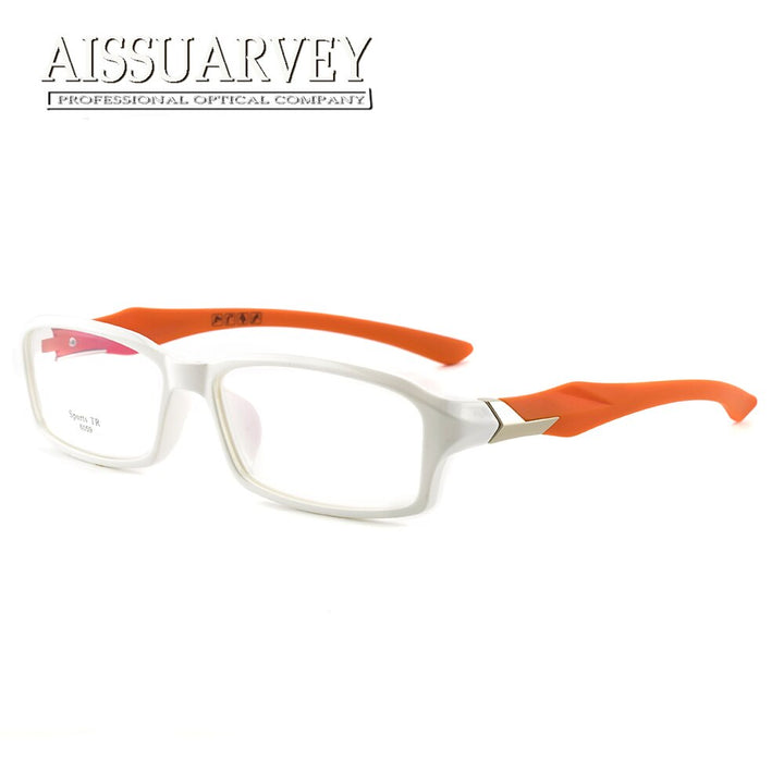 Aissuarvey Men's Full Rim Plastic Titanium Sport Frame Eyeglasses As6059 Sport Eyewear Aissuarvey Eyeglasses White orange  