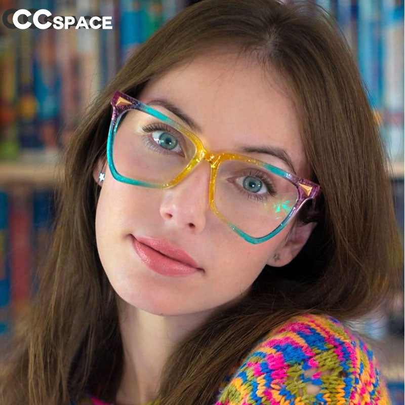 CCSpace Women's Full Rim Oversized Square Tr 90 Titanium Frame Eyeglasses  53838 Full Rim CCspace   