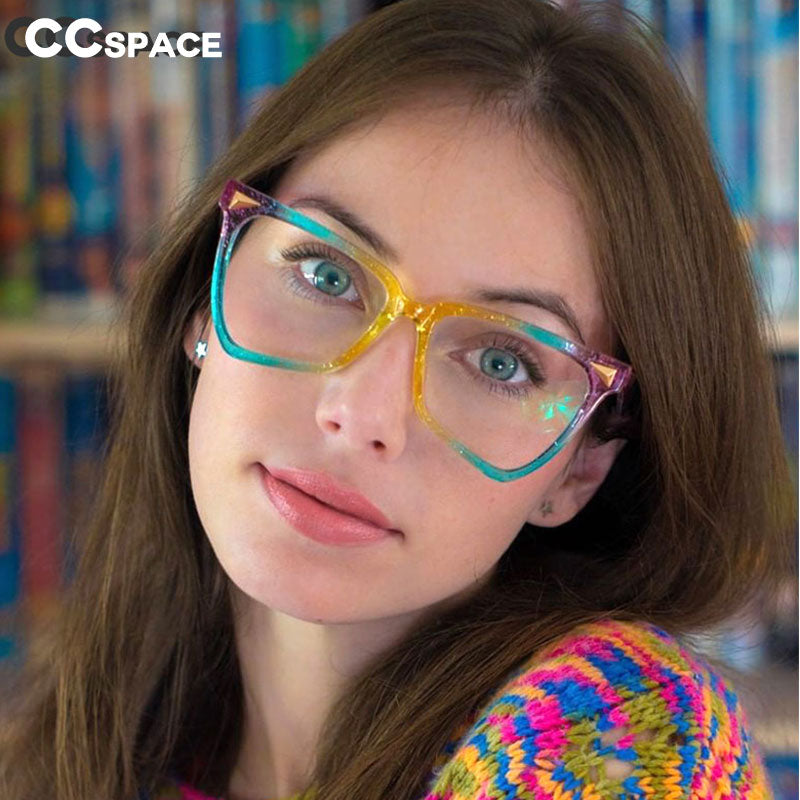 CCspace Women's Full Rim Oversized Square Tr 90 Titanium Frame Eyeglasses  53838 Full Rim CCspace   