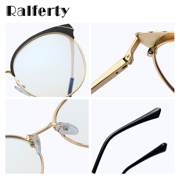 Ralferty Women's Eyeglasses Round Anti Blue Light F95795-1 Anti Blue Ralferty   