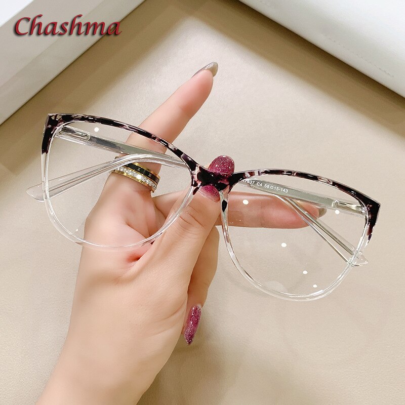 Chashma Ochki Women's Full Rim Square Cat Eye Tr 90 Titanium Eyeglasses 7837 Full Rim Chashma Ochki Gradient Leopard  