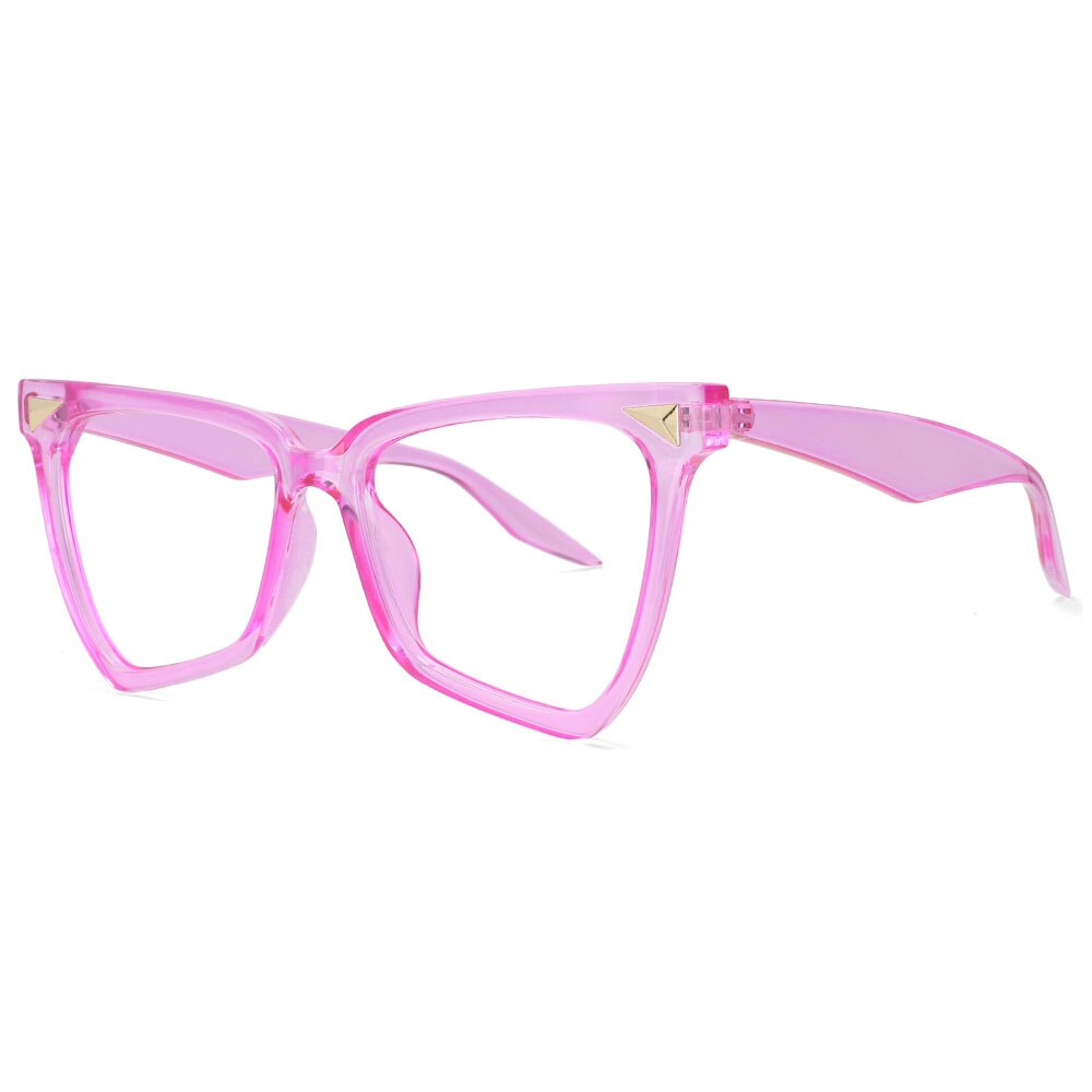 CCSpace Women's Full Rim Oversized Square Tr 90 Titanium Frame Eyeglasses  53838 Full Rim CCspace Pink  