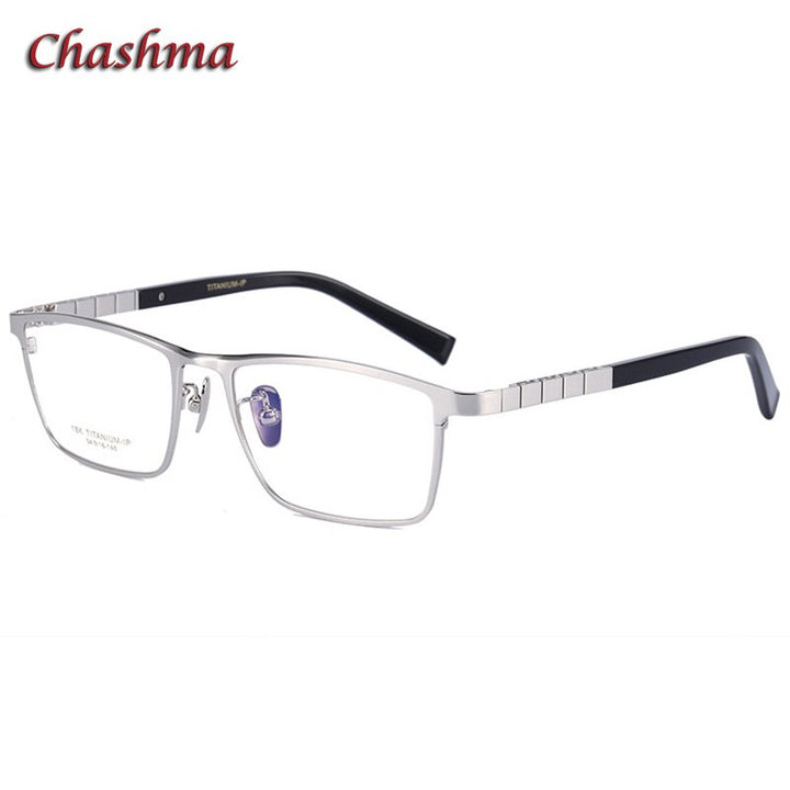 Chashma Ochki Men's Full Rim Square Titanium Eyeglasses 91067 Full Rim Chashma Ochki Matte Silver  