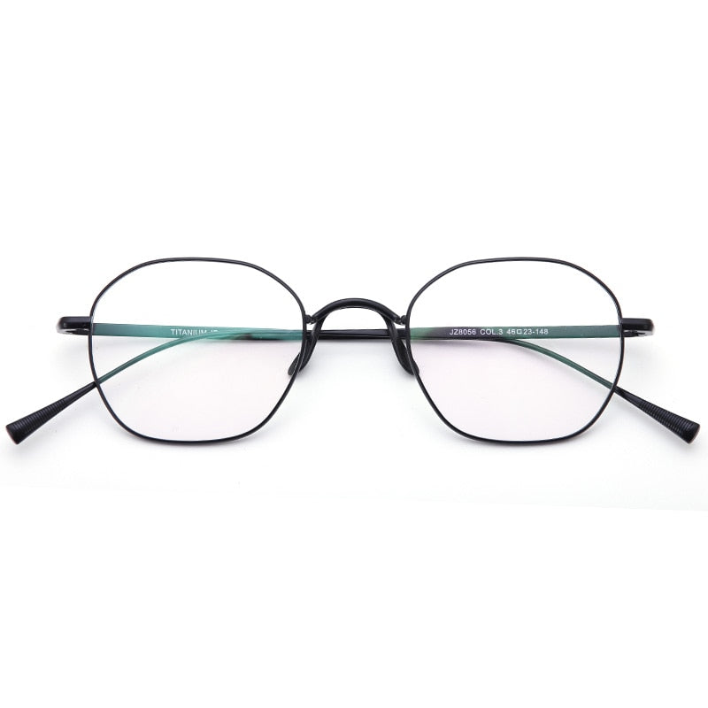 Muzz Unisex Full Rim Polygonal Square Titanium Frame Eyeglasses 8056 Full Rim Muzz Black  