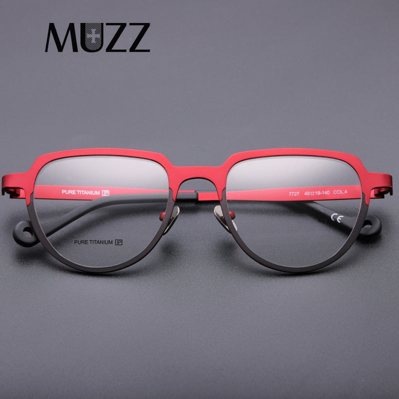 Muzz Women's Full Rim Square Round Titanium Frame Eyeglasses T7727 Full Rim Muzz   