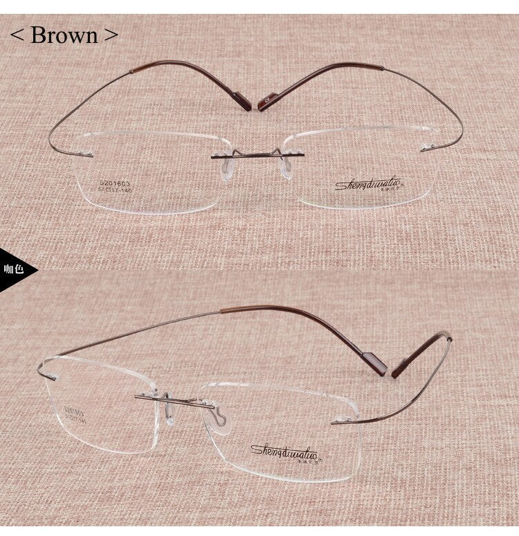 Unisex Alloy Rimless Frame Eyeglasses Customizable Lenses Zt201603 Rimless Bclear Auburn  