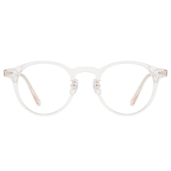 Yimaruili Unisex Full Rim Round Acetate Plated Frame Eyeglasses KBT98C21 Full Rim Yimaruili Eyeglasses Transparent Pink  