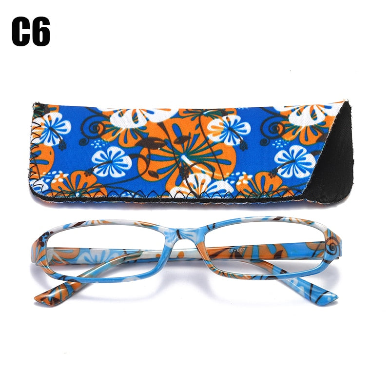 Soolala Printed Reading Glasses W/ Matching Pouch Spring Hinge Rectangular Glasses With Cases +1.0 1.5 1.75 To 4.0 Reading Glasses SOOLALA   
