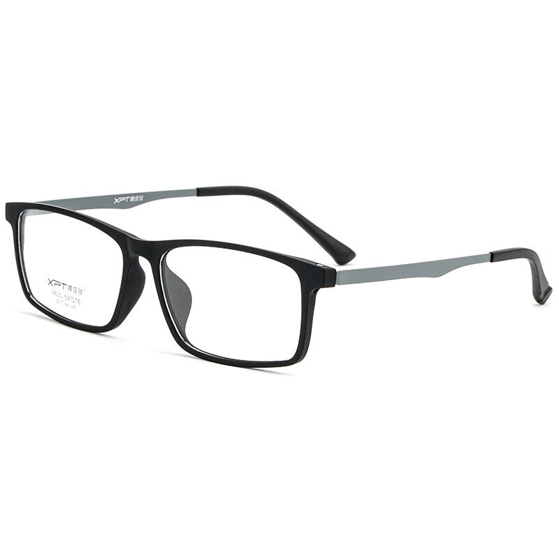 Yimaruili Men's Full Rim TR 90 Resin β Titanium Frame Eyeglasses 9830 Full Rim Yimaruili Eyeglasses Black Gray  