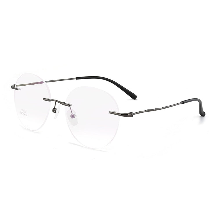 Unisex Eyeglasses Titanium Alloy Rimless Glasses Ultralight Round S7057 Rimless Gmei Optical Grey  
