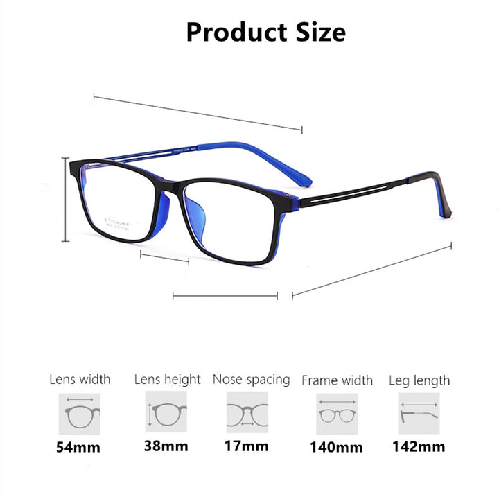 Yimaruili Men's Full Rim TR 90 Resin β Titanium Frame Eyeglasses 8816 Full Rim Yimaruili Eyeglasses   