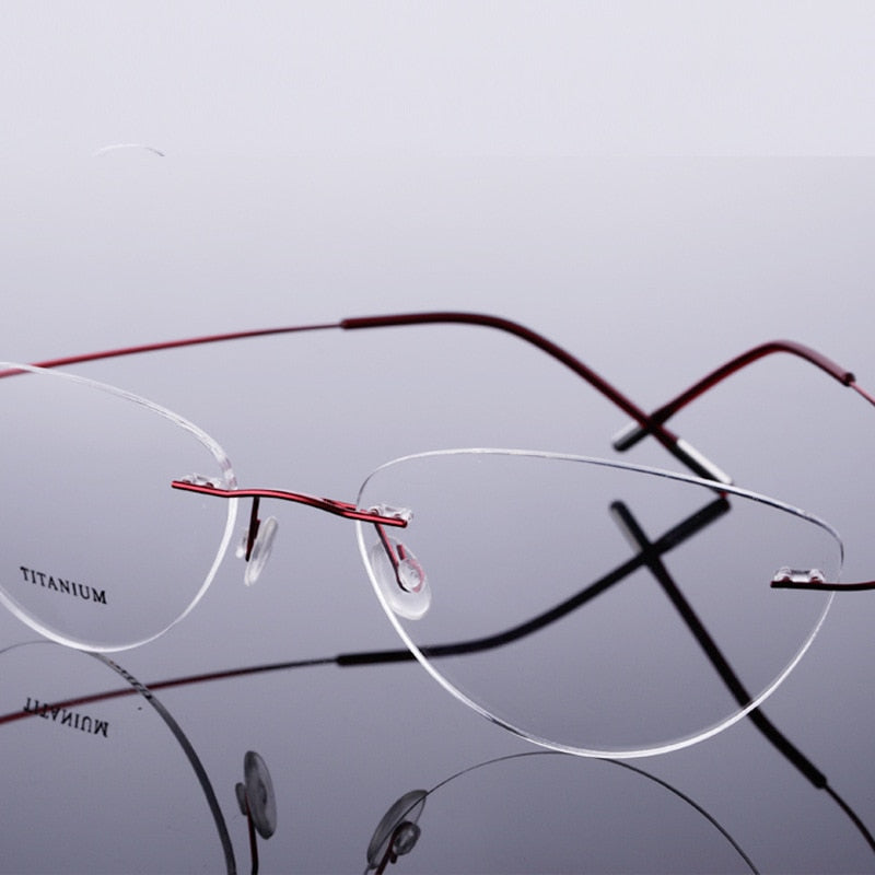 Reven Jate Unisex Rimless Oval Cat Eye Titanium Eyeglasses 20003 Rimless Reven Jate   