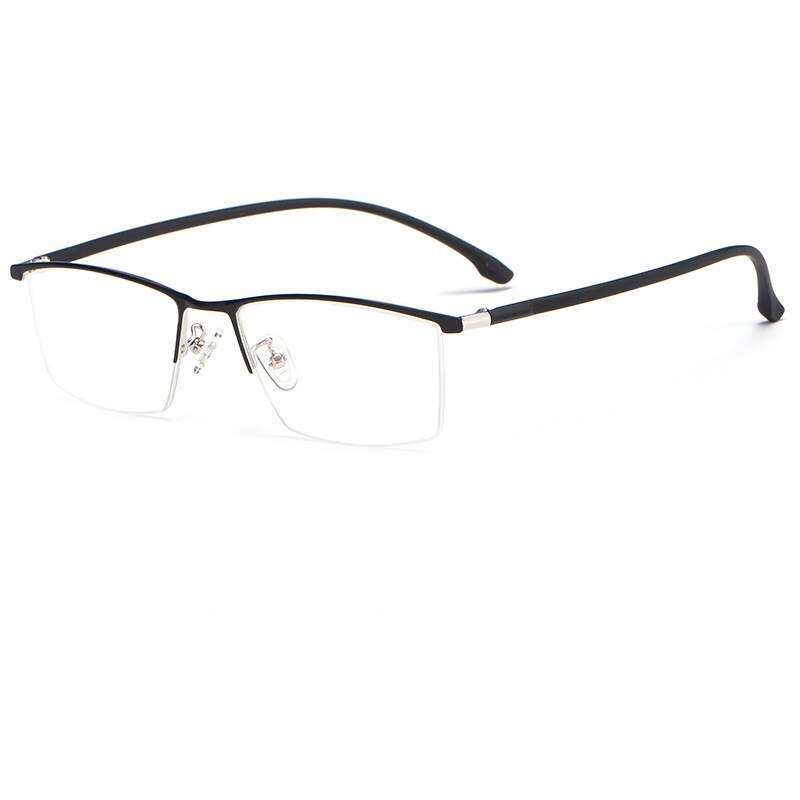 Yimaruili Men's Semi Rim Carbon Fiber Alloy Frame Eyeglasses 96071 Semi Rim Yimaruili Eyeglasses Black silver China 