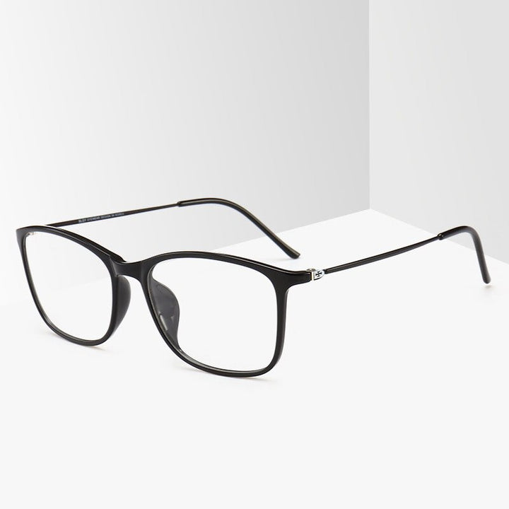 Unisex TR90 Square Full Rim Frame Eyeglasses 2215 Full Rim Bclear bright black  