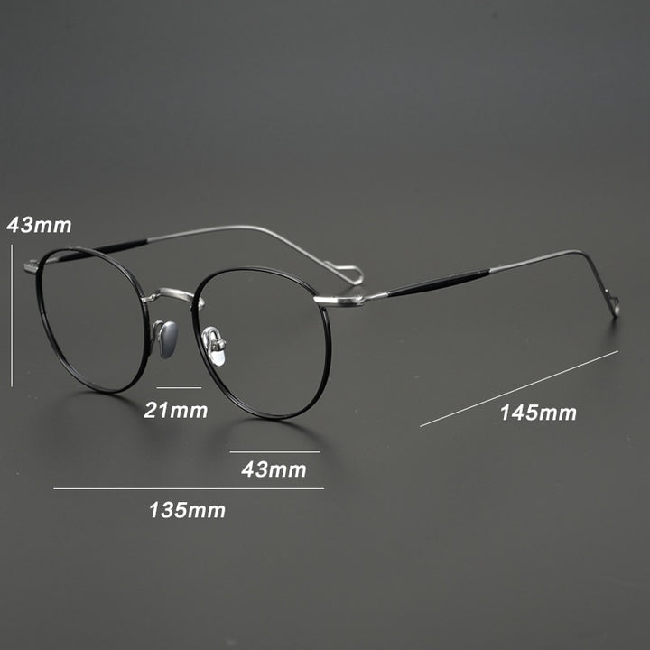 Gatenac Unisex Full Rim Round Titanium Frame Eyeglasses Gxyj491 Full Rim Gatenac   