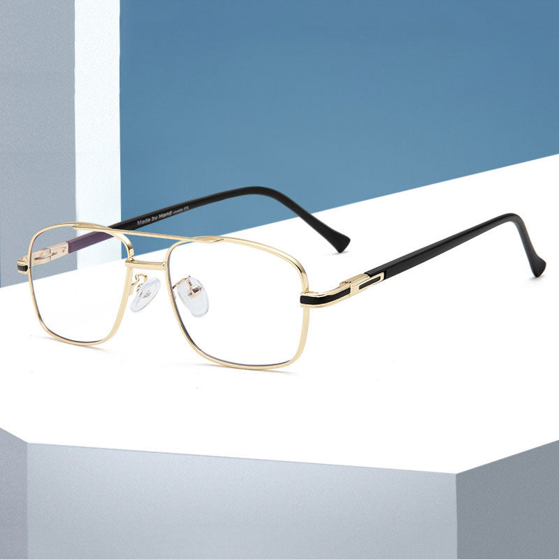 Hotochki Men's Full Rim Square Double Bridge Alloy Eyeglasses 20225 Full Rim Hotochki   