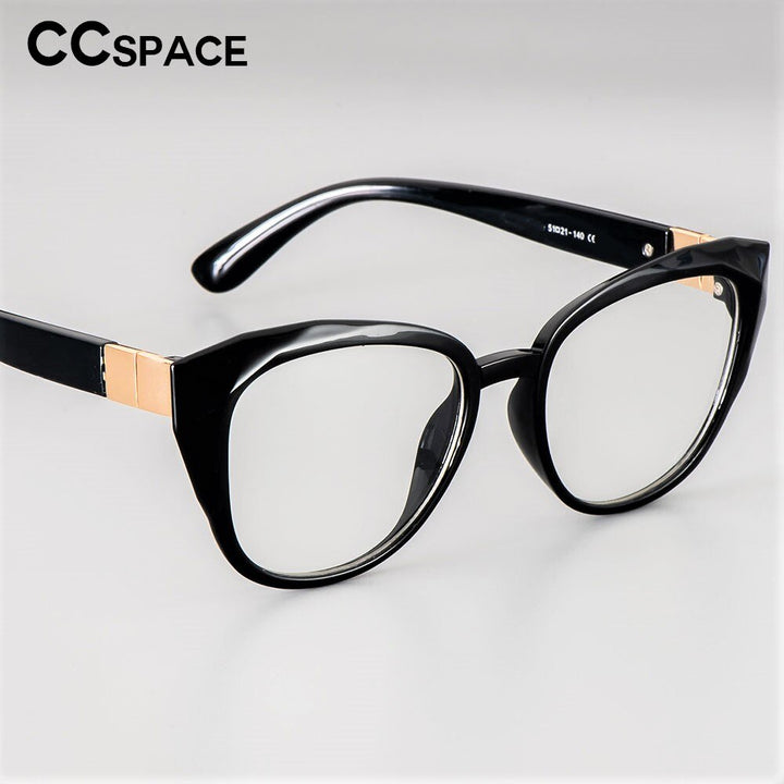 CCSpace Unisex Full Rim Round Cat Eye Tr 90 Titanium Frame Eyeglasses 48092 Full Rim CCspace   