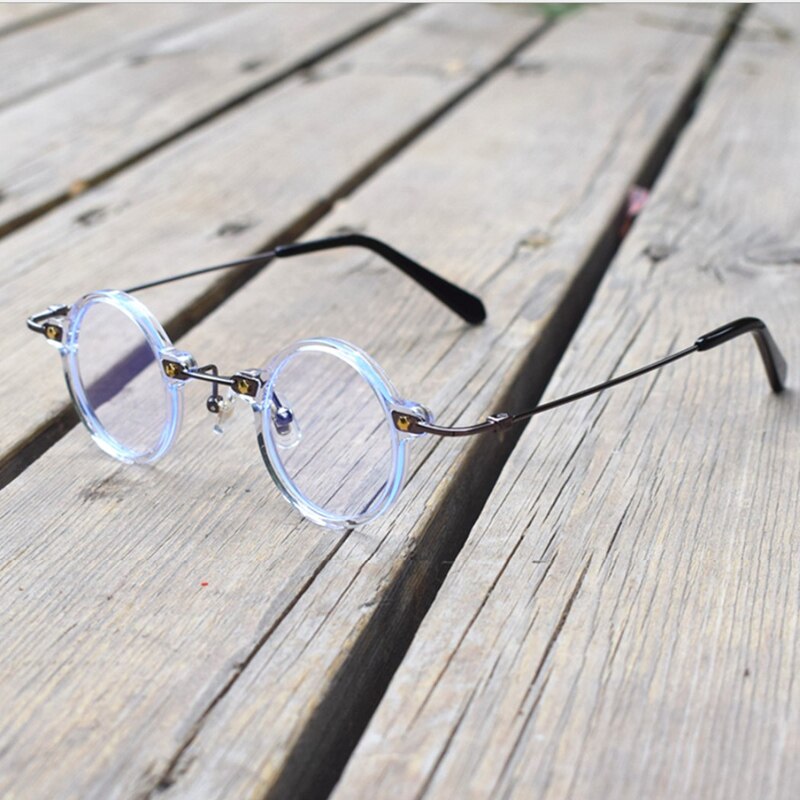 Yujo Unisex Full Rim Acetate Alloy Round Customizable Lens Eyeglasses Frame Yujo   