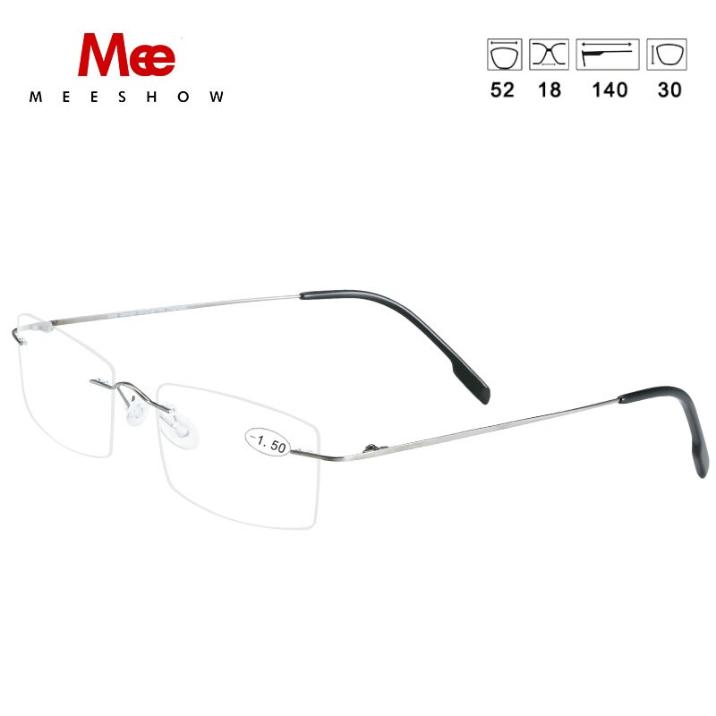 Unisex Reading Glasses Myopia Titanium Alloy Rimless 8508 Reading Glasses MeeShow +150 GUN 