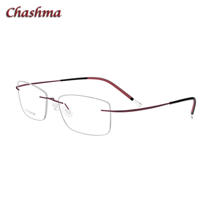 Chashma Ochki Unisex Rimless Square Titanium Eyeglasses 9609 Rimless Chashma Ochki Brown  