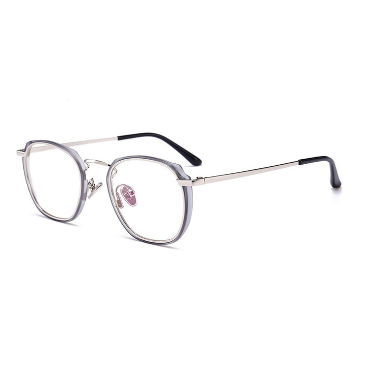 Reven Jate Tr90 Unisex Eyeglasses Round Glasses 1718063 Frame Reven Jate grey-silver  