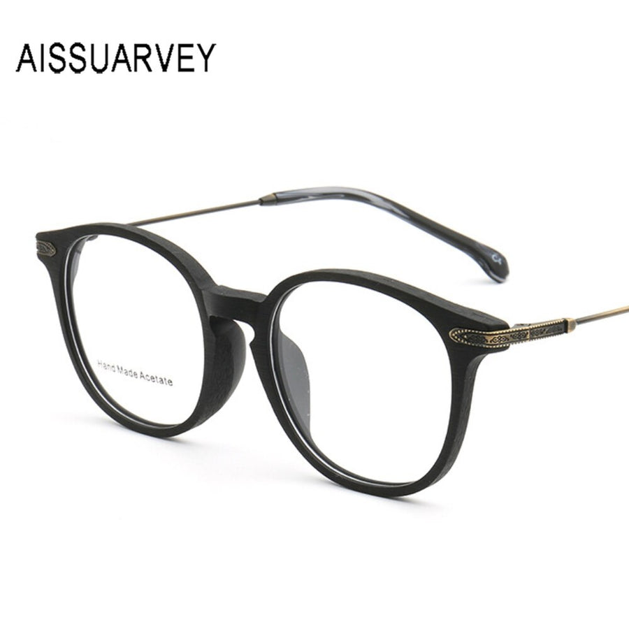 Aissuarvey Unisex Full Rim Round Frame Wooden Eyeglasses D6629 Full Rim Aissuarvey Eyeglasses Default Title  