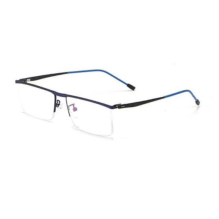 Yimaruili Men's Semi Rim Alloy Frame Eyeglasses P8827 Semi Rim Yimaruili Eyeglasses Blue  