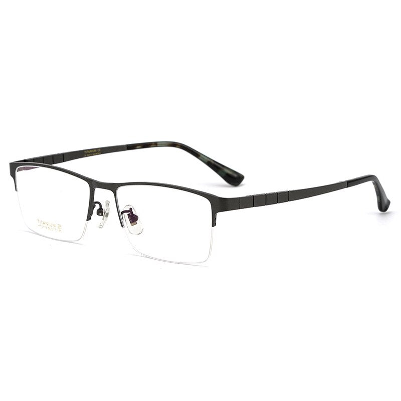 Yimaruili Unisex Semi Rim Round Titanium IP Frame Eyeglasses  HT0178 Semi Rim Yimaruili Eyeglasses Dark Gray  