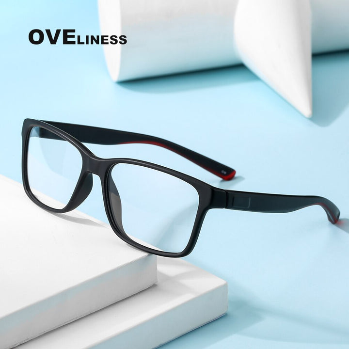 Oveliness Unisex Full Rim Square Tr 90 Titanium Eyeglasses 7091 Full Rim Oveliness   