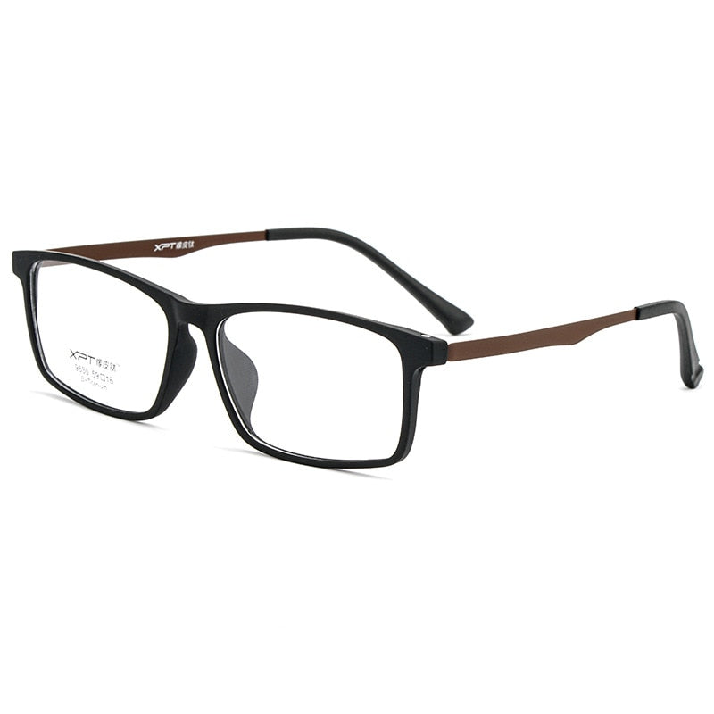 Yimaruili Men's Full Rim TR 90 Resin β Titanium Frame Eyeglasses 9830 Full Rim Yimaruili Eyeglasses Black Brown  