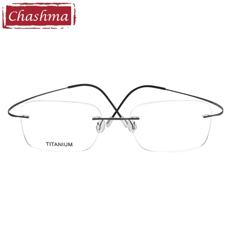Unisex Rectangle Rimless Titanium Frame Ultra Light Eyeglasses 16016 Rimless Chashma   