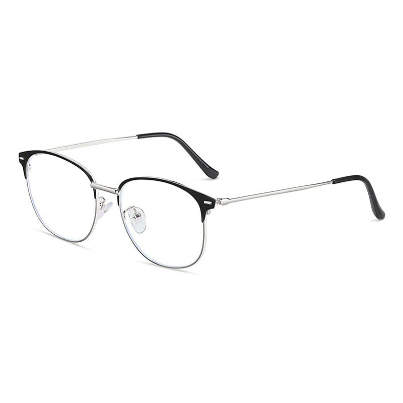 Handoer Unisex Full Rim Round Square Alloy Eyeglasses 5552 Full Rim Handoer BLACK SILVER  