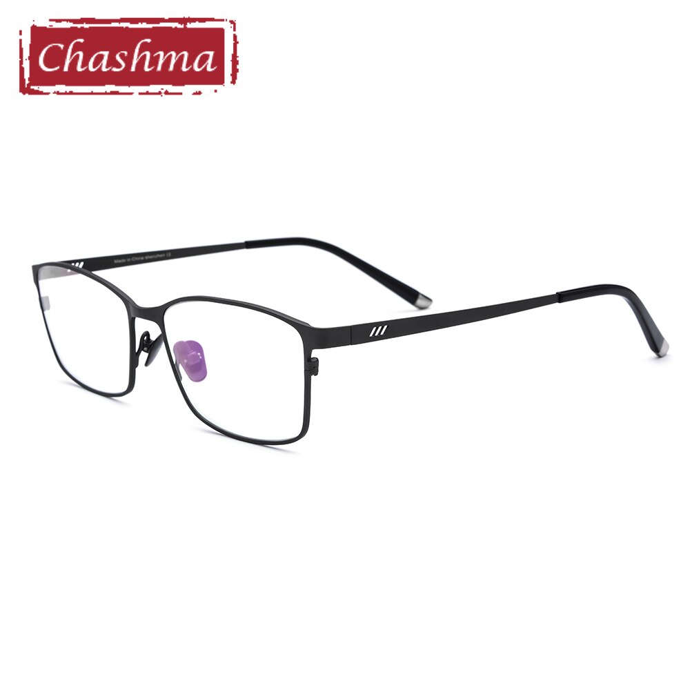 Chashma Men's Full Rim Square Titanium Eyeglasses 18505 Full Rim Chashma black  