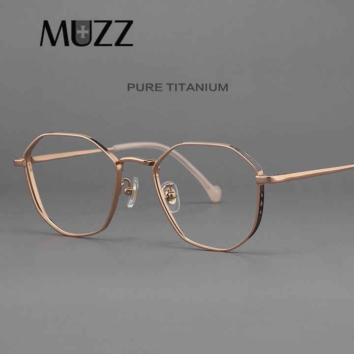 Muzz Unisex Full Rim Round Polygonal Titanium Frame Eyeglasses 32 Full Rim Muzz   